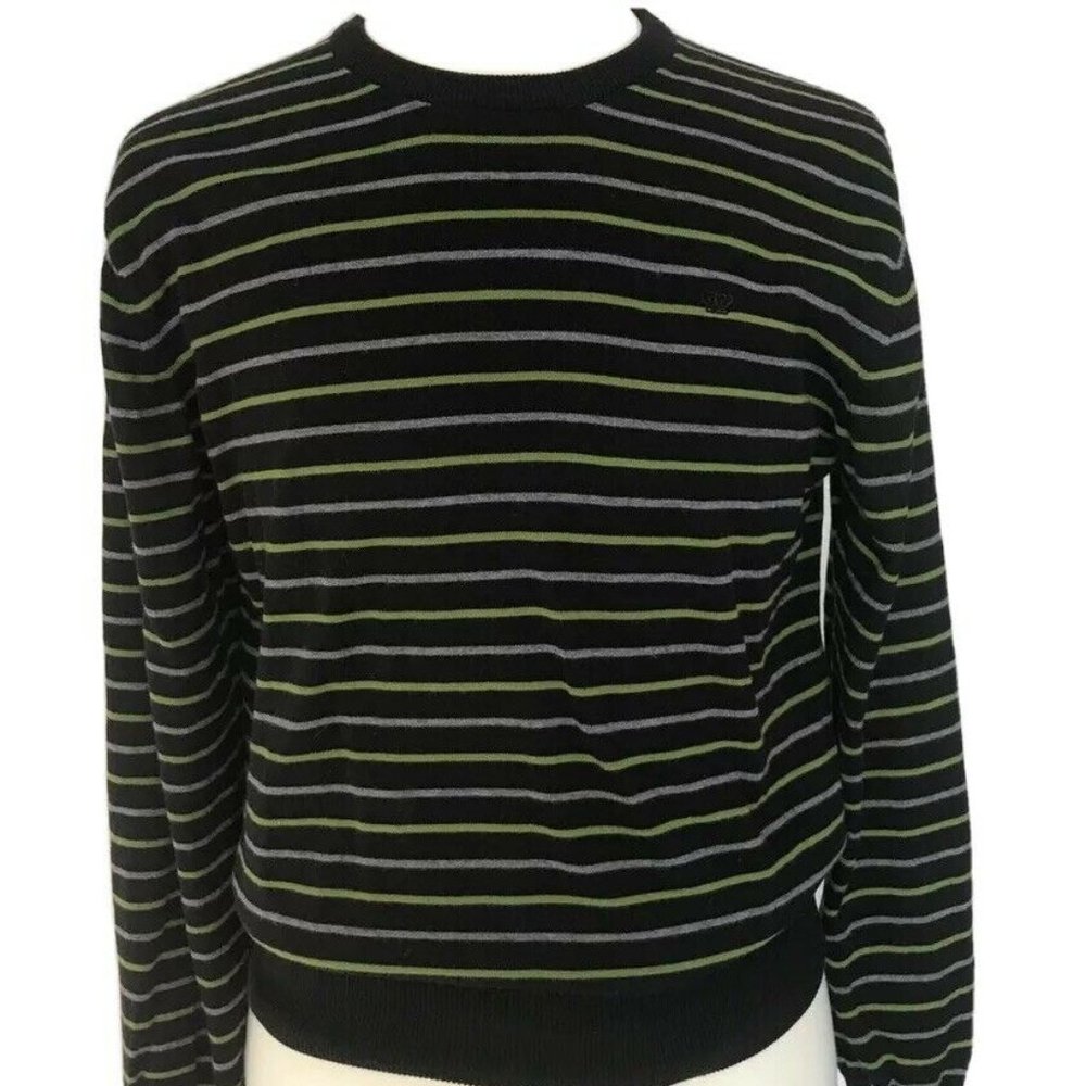 4 You Mens Cotton Sweater Black Striped L
